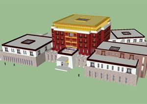藏式酒店建筑方案SU(草图大师)模型
