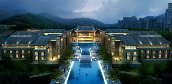 新中式宁波天明湖酒店建筑概念方案SU模型（附PDF方案文本）(8)