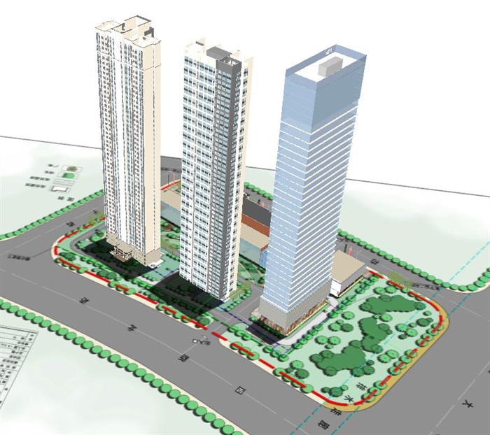 武汉超高层住宅+酒店+办公综合项目SU模型(6)