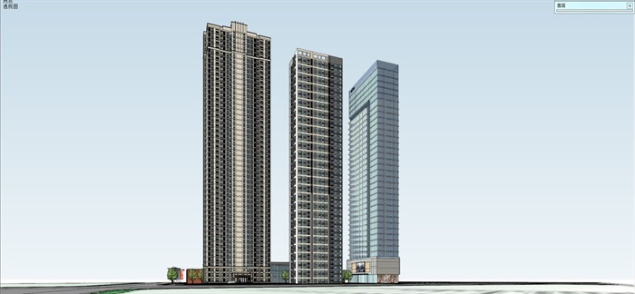 武汉超高层住宅+酒店+办公综合项目SU模型(9)
