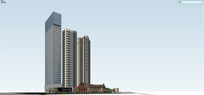 武汉超高层住宅+酒店+办公综合项目SU模型(11)