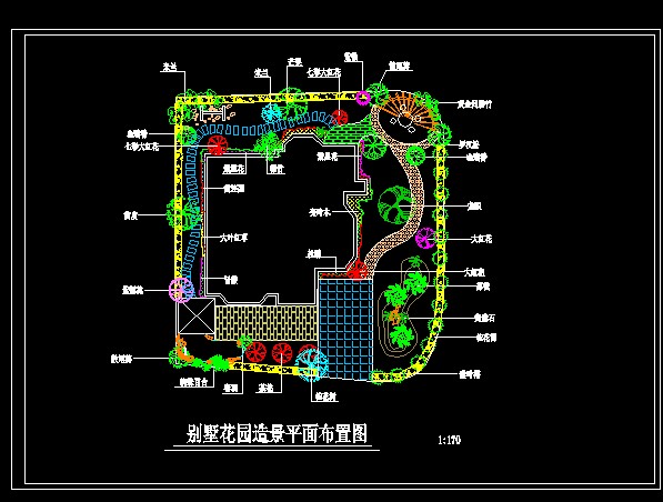 10套【cad】别墅庭院私家花园景观设计cad平（1）(2)