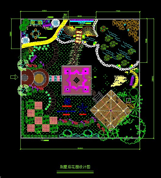 10套【cad】别墅庭院私家花园景观设计cad平（2）(1)
