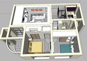现代简约住宅室内设计模型