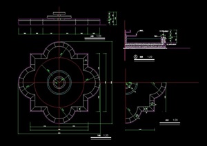 独特详细的完整水渠花池素材设计cad施工图