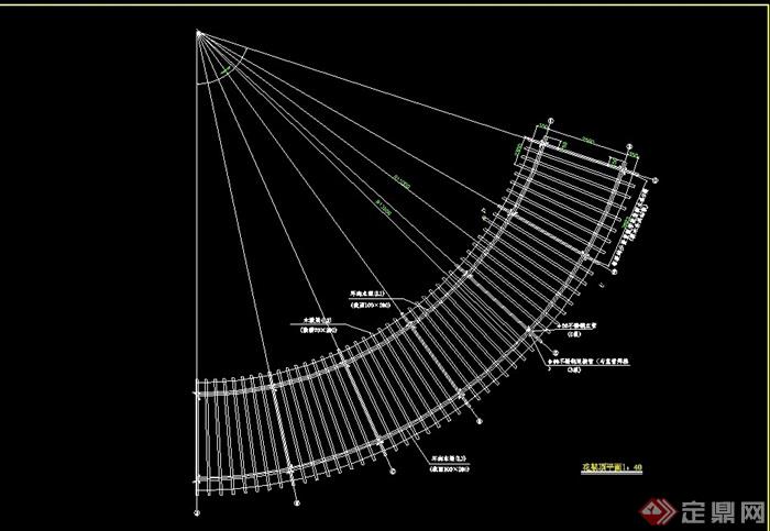 园林景观弧形花架设计cad施工图