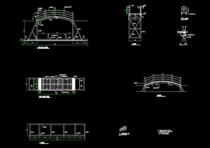 中式风格单跨木拱桥设计cad施工图