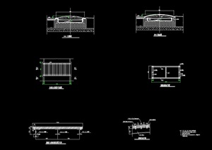 中式详细单跨木拱桥设计cad施工图