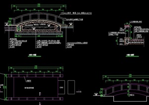 完整的详细单跨石拱桥设计cad施工图