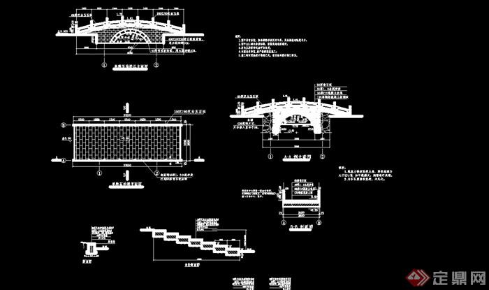 古典中式单跨石拱桥详细设计cad施工图