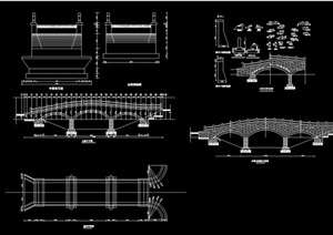 中式3多跨石拱桥设计cad方案