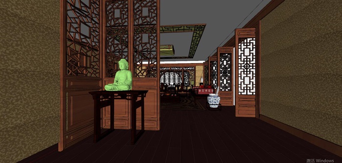 中式古典家居室内空间设计su模型