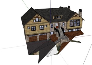 欧式风格山地完整详细的别墅SU(草图大师)模型
