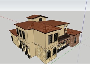 两层完整的欧式住宅建筑别墅SU(草图大师)模型