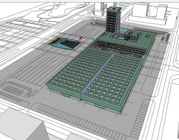 铜陵国际会展中心建筑设计方案SU模型（附CAD总平面图+方案JPG文本）(1)