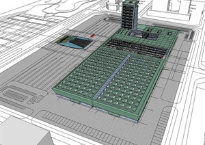 铜陵国际会展中心建筑设计方案SU(草图大师)模型（附CAD总平面图+方案JPG文本）