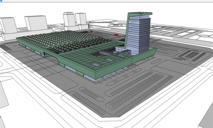铜陵国际会展中心建筑设计方案SU模型（附CAD总平面图+方案JPG文本）(2)