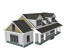 欧式风格详细的经典别墅住宅SU(草图大师)模型