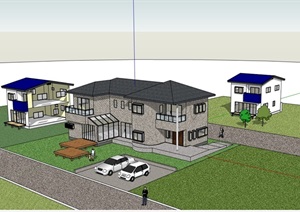 欧式风格详细的别墅住宅设计SU(草图大师)模型