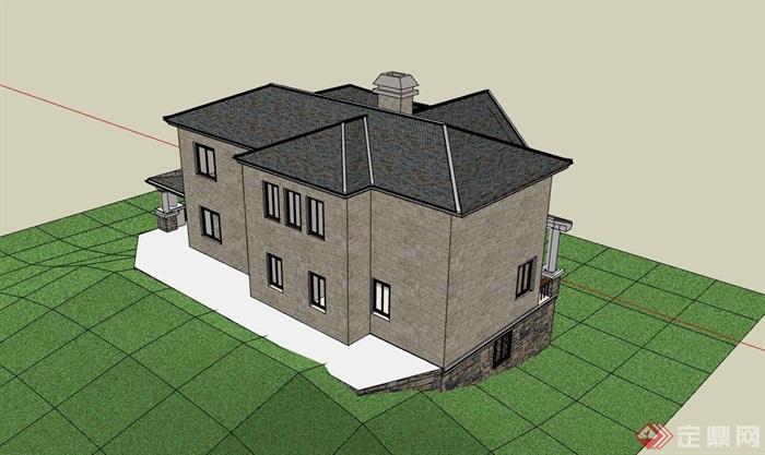 欧式风格详细的多层别墅住宅su模型