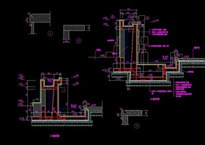 完整的详细跌水池景观设计cad施工图