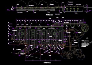 独特的详细跌水墙设计cad施工图