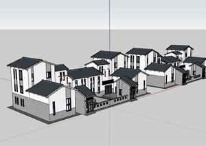 独栋中式别墅整体设计SU(草图大师)模型