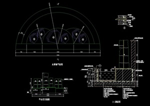 详细的水池水景墙设计cad施工图