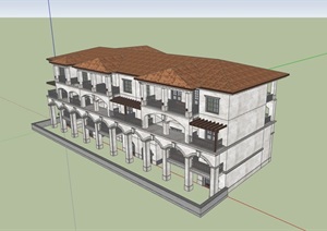 欧式风格多层居住建筑设计SU(草图大师)模型