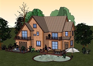 欧式风格详细的住宅整体别墅素材SU(草图大师)模型