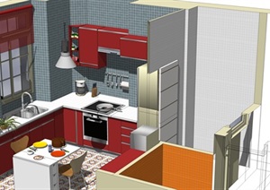 现代风格厨房空间SU(草图大师)模型