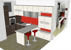 现代风格厨房空间SU(草图大师)模型设计