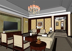 豪华中式风格家装室内设计模型