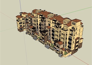 欧式小区独特居住建筑SU(草图大师)模型