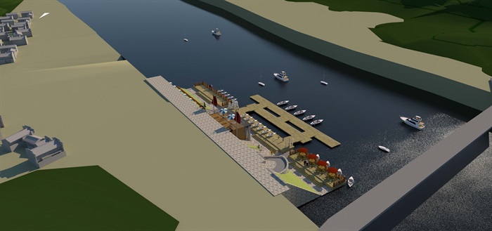 现代商贸码头建筑SU模型
