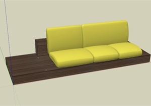 小清新风格木质沙发模型