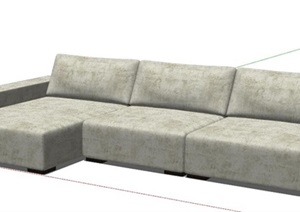 欧式风格L形精致沙发设计SU(草图大师)模型