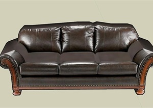 欧式风格皮质沙发SU(草图大师)模型