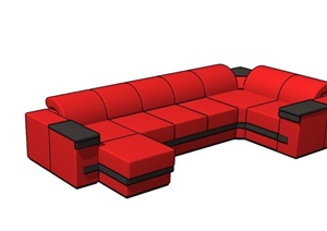 现代风格L形沙发模型4