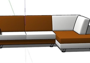 现代风格L形拼色沙发模型
