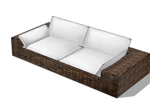 古典风格双座沙发SU(草图大师)模型