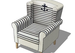欧式风格精美的单人沙发SU(草图大师)模型