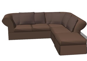 欧式风格L形沙发SU(草图大师)模型图