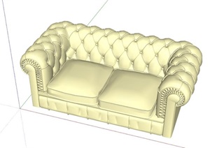 欧式风格直排沙发SU(草图大师)模型图