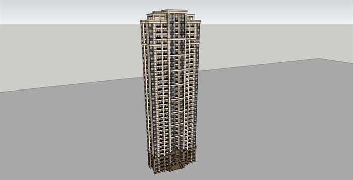 artdeco风格高层建筑单体方案SU模型(1)