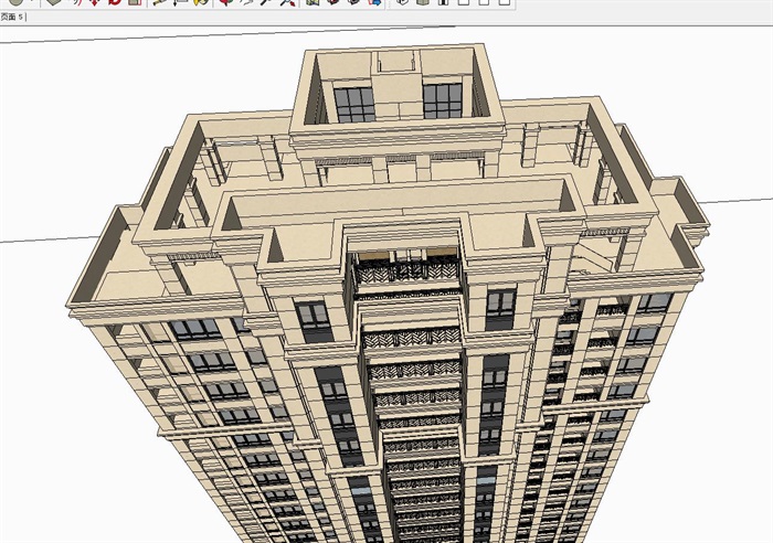 artdeco风格高层建筑单体方案SU模型(4)