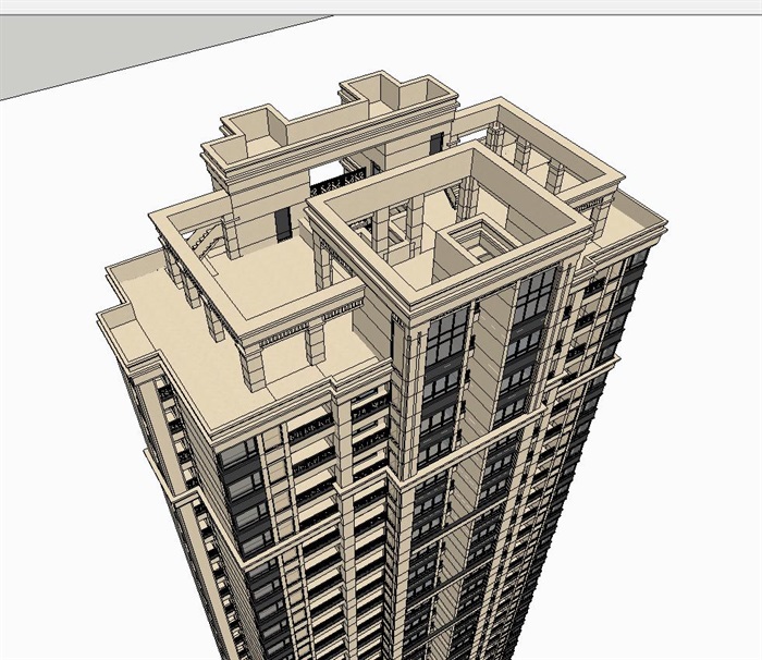 artdeco风格高层建筑单体方案SU模型(6)