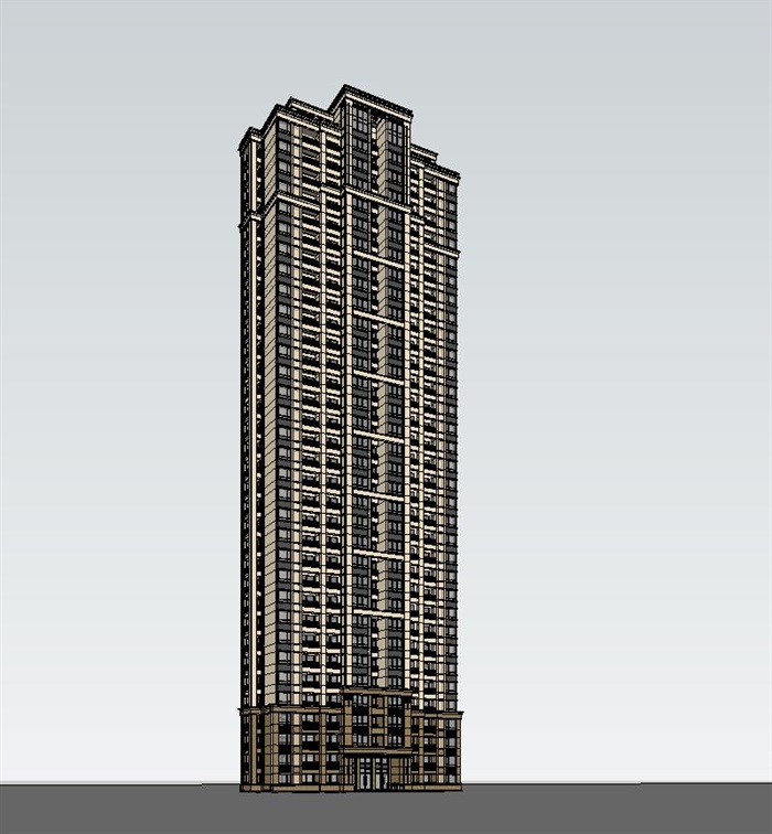 artdeco风格高层建筑单体方案SU模型(10)