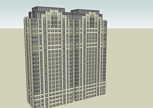 ArtDeco风格青年城高层住宅建筑单体方案SU(草图大师)模型