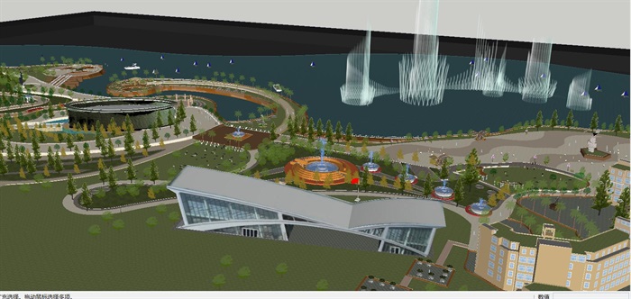 滨水公园景观设计方案SU模型(4)